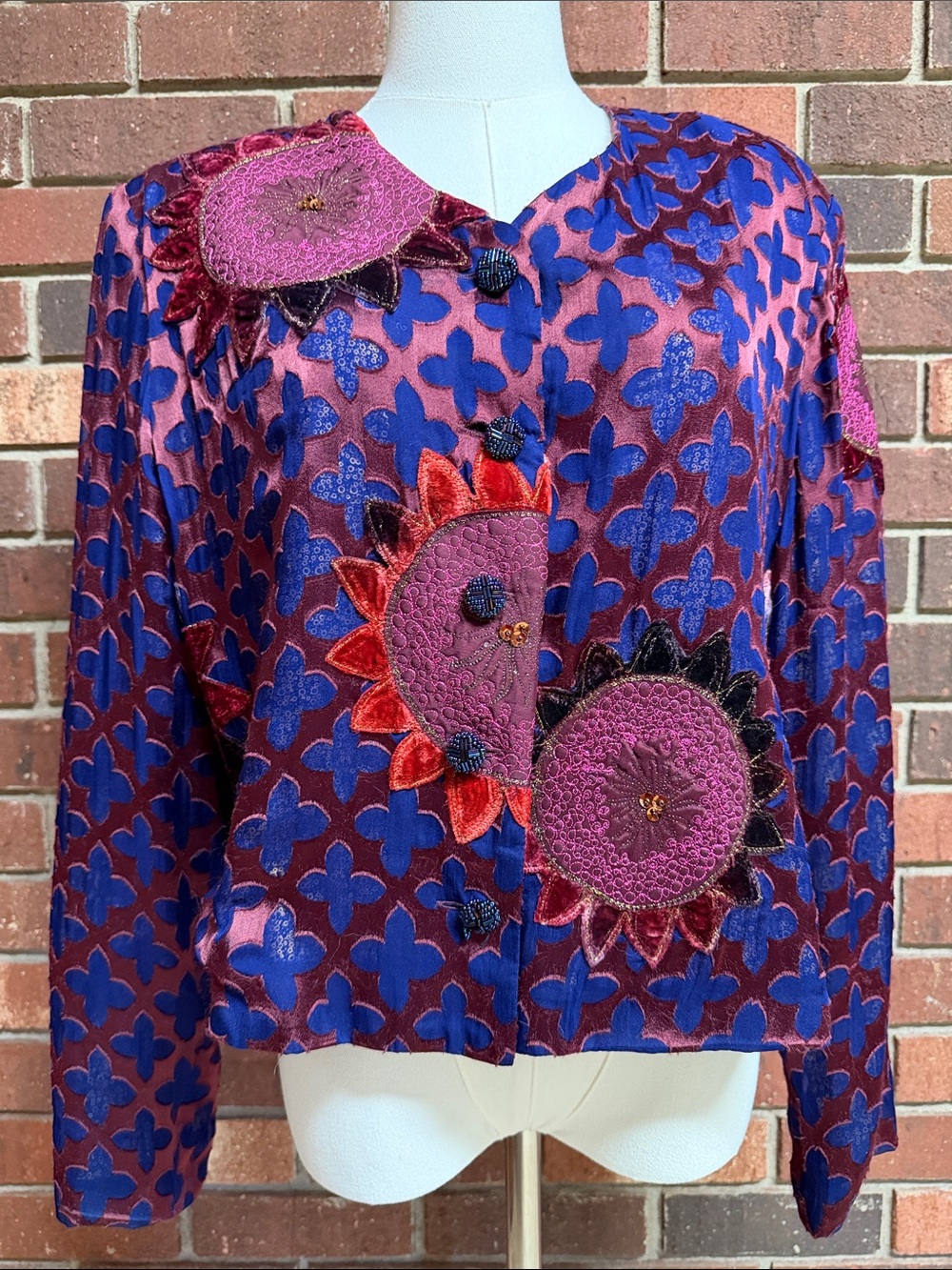 Ruby Cho Vintage Appliqué Silk Jacket Size Medium